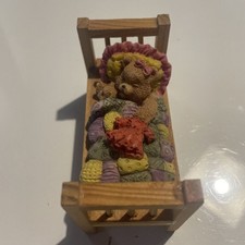 Vintage tiny Sleeping Teddy Bear‎ Bedding Figurine picture