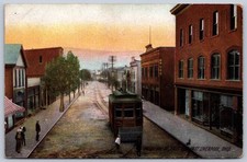 K29/ East Liverpool Ohio Postcard c1910 Mulberry Street Trolley 91 picture
