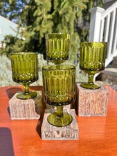 Topaz Independence Sculptural Avocado Green Stemmed Wine Cordials picture