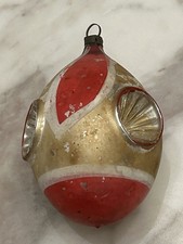 Vintage TRIPLE INDENT TEAR DROP Red Christmas Ornament LARGE 3.50