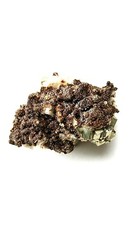 Stunning Mixture Brown Hubeite Crystals W/ Pyrite And Fluorapophyllite Crystals: picture