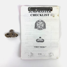 Vintage US Army Jumpmaster Checklist & Master Parachutist Badge 2004 AUTHENTIC picture