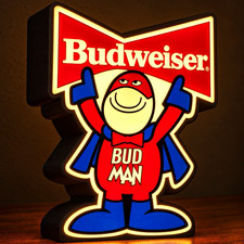 Budweiser Bud Man LightBox 3D Printed Display – Retro Beer Advertising Light picture