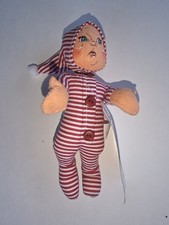 Annalee 2006 Red Striped Pajama Kid Doll 6” Christmas Decor Hang Tag 762602 Mint picture