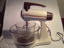 Vintage Sunbeam Mixmaster Stand Mixer 235W 12 Speed 2 Glass Bowls Dough Hooks picture
