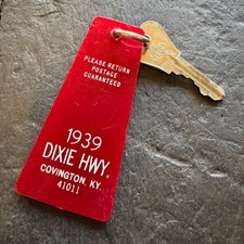 Vtg Lamplighter Motor Inn Motel / Hotel Key w/ Fob - Covington, Kentucky KY picture