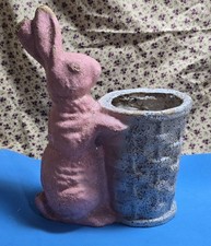 Vintage Pulp Paper Mache Easter Bunny Rabbit Basket Candy Container Holder 10” picture