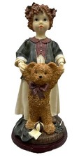Alabaster Girl In Dress With Standing Bear Figurine {24} picture