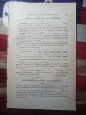 ~1878 Train Report CENTRAL RAILROAD OF MINNESOTA Mankato To Wells MN 40 Mile RR picture