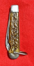 Vintage Camillus 4 Line Stamp, Two Blade Jack Knife, Bone Scales picture