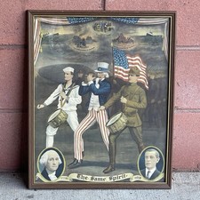 WWI Original Framed Print “In The Same Spirit” 1918 American War Poster picture