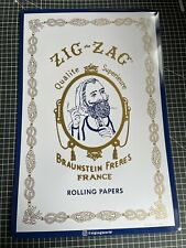 NEW ZIG ZAG BRAUNSTEIN FRERES TIN SIGN DEALERS-ONLY NEVER HUNG 12X18 RARE picture