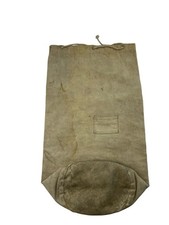 Vintage 1940s WWII Distressed Off White Canvas Duffle Bag Military picture
