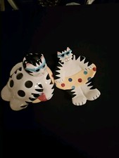 Vintage Coco Dowley 1994 Bacova Ceramic Cat Soap Dish & Toothbrush Holder Set  picture