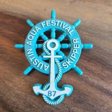 Vintage 1987 AUSTIN AQUA FESTIVAL SKIPPER Pin Aqua Fest Texas picture