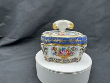 Le Tallec France Porcelain Dresser Box Painted with 4 Bouquets & Raised Gilding picture