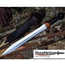 Roman Pompeii Gladius Sword 20 Inch 5160 Carbon Steel Blade Hand Forged Sheath picture