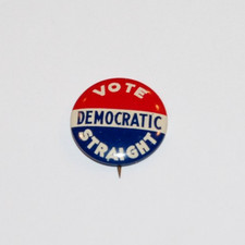 1936 Vote Straight Democratic FDR FRANKLIN D. ROOSEVELT pinback button president picture