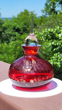 Beautiful Vintage Ruby Red & Gold Flecked Aventurine Art Glass Perfume Bottle picture