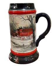 1990 Budweiser Beer Holiday Christmas Stein Mug With Clydesdales by Ceramarte picture