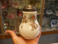 Antique Vtg Sugar Shaker Muffineer - Floral Design on Milk Glass picture