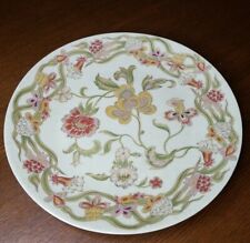 Hand Painted Decorative Plate Textured Floral Green 14 1/8