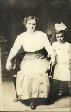 RPPC Evelyn Verda Smith with mother? ~ 1904-1920s real photo postcard picture