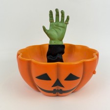 Gemmy Animated Witches Hand Halloween Pumpkin Candy Bowl Works picture
