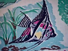 Angel Fish Bermuda Life 50's Novelty Island Barkcloth Era Vintage Fabric Curtain picture