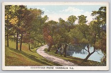 Vandalia, Illinois Greetings from Vandalia Lakeside Drive White Border Unposted picture
