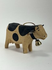 Vintage Trauffer Cow Switzerland Christmas Ornament Wooden Swiss Folk Art Rustic picture
