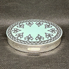 Vintage Charles of the Ritz Turquoise & Black Enamel Powder Compact – Art Deco picture