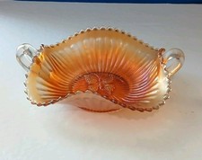 Vintage Carnival Glass Fenton Amethyst  Lotus Ruffle Bowl & Butterfly Candy Dish picture