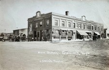 Main Street GLENROCK Wyoming Drug Store Bank 1920s RPPC Photo Postcard COPY picture
