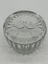 Vintage Luigi Bormioli Clear Glass Covered Trinket Box 2 Doves Love Birds Italy picture