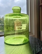 Vintage Glass Seeded Green Vase picture