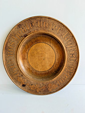 Vintage German Carved Wood Bread Plate Unser Tagliches Brot Folk Art 10.5 picture