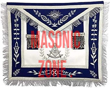 Masonic Navy Blue Apron Master Mason Square G & Pillars Freemasons Silver Fringe picture