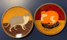 2 Lenox 1995 Warren Kimble Cat Collection Plates WELCOME Cat / FAT Cats picture