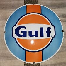 GULF PORCELAIN ENAMEL SIGN 30 INCHES ROUND picture