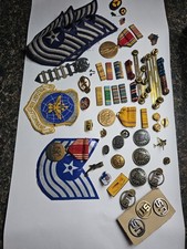 Vintage Military Lot WW2 Metals/ Bars /Buttons /Pins /Patches Sterling Vtg picture