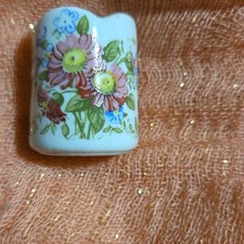 Antique Artisan  Porcelain Floral Collectible Sewing Thimble picture
