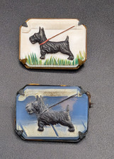 Vintage Early Plastic With Metal Frame Scottie Dog Pins picture