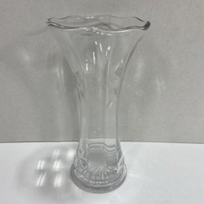 Vintage Etched Clear Glass Flower Vase Floral Design 6.5