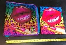 Vintage Lisa Frank Groovy Fantastic Fashions Sparkle Kiss Lips Zipper Binderđź’‹ picture