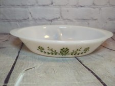 Vintage Glasbake Green Daisy Casserole Divided Dish Oval picture