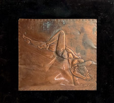 Vintage Mid Century Framed Copper Repoussé Wall Art / Plaque picture
