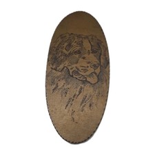Antique Flemish Art Co 856 Pyrography Wood Plaque Dog Portrait Signed Maude picture