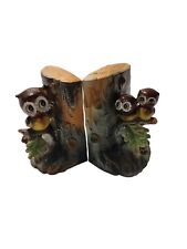 Vintage Norcrest Owl Ceramic Bookends Grannycore Kitsch Made In Japan Rare Cute picture