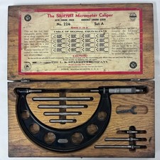 Vintage Starrett Micrometer Caliper No 224 Set A w/Original Wooden Box picture